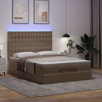 Ottoman-Bett mit Matratze & LEDs 140x190cm Kunstleder