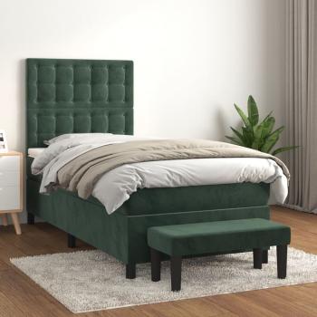 ARDEBO.de - Boxspringbett mit Matratze Dunkelgrün 100x200 cm Samt