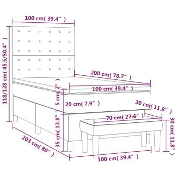 Boxspringbett mit Matratze Dunkelgrün 100x200 cm Samt