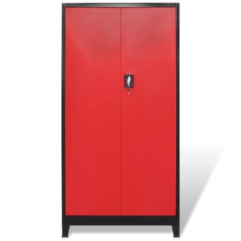 Werkzeugschrank mit 2 Türen Stahl 90x40x180 cm Schwarz/Rot