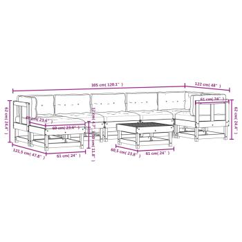 8-tlg. Garten-Lounge-Set mit Kissen Imprägniertes Kiefernholz