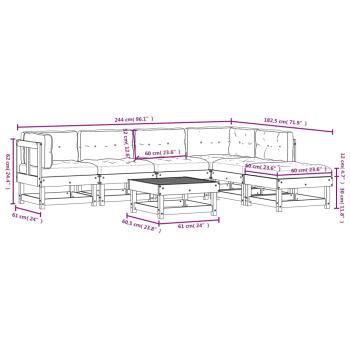 7-tlg. Garten-Lounge-Set mit Kissen Imprägniertes Kiefernholz