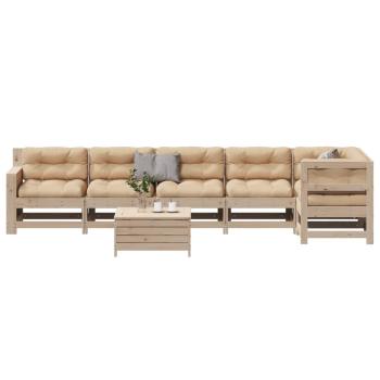 ARDEBO.de - 7-tlg. Garten-Lounge-Set mit Kissen Massivholz Kiefer