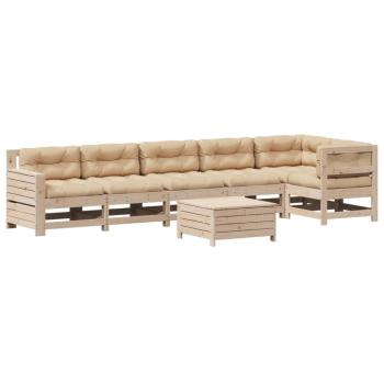 7-tlg. Garten-Lounge-Set mit Kissen Massivholz Kiefer