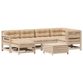 ARDEBO.de - 7-tlg. Garten-Lounge-Set mit Kissen Massivholz Kiefer