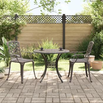 3-tlg. Bistro-Set Bronzen Aluminiumguss