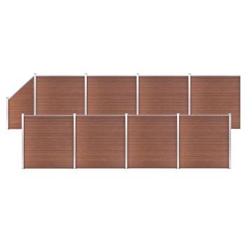 ARDEBO.de - WPC Zaun-Set 8 Quadrate + 1 Schräge 1484x186 cm Braun