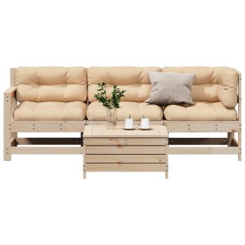 ARDEBO.de - 4-tlg. Garten-Lounge-Set mit Kissen Massivholz Kiefer