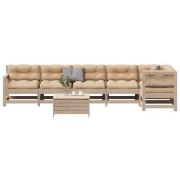 ARDEBO.de - 7-tlg. Garten-Lounge-Set mit Kissen Massivholz Kiefer