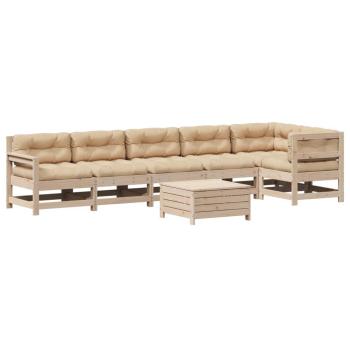 7-tlg. Garten-Lounge-Set mit Kissen Massivholz Kiefer