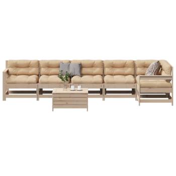 ARDEBO.de - 7-tlg. Garten-Lounge-Set mit Kissen Massivholz Kiefer