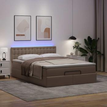 Ottoman-Bett mit Matratzen & LEDs Cappuccino-Braun 140x190cm
