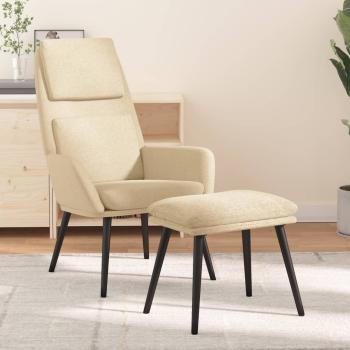 ARDEBO.de - Relaxsessel mit Hocker Creme Stoff
