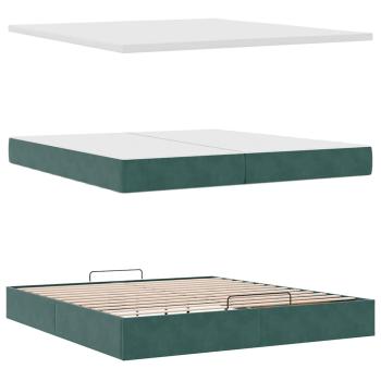 Ottoman-Bett mit Matratzen & LEDs Dunkelgrün 200x200 cm Samt