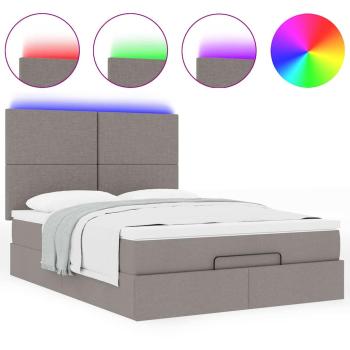 Ottoman-Bett mit Matratze & LEDs Taupe 140x190 cm Stoff