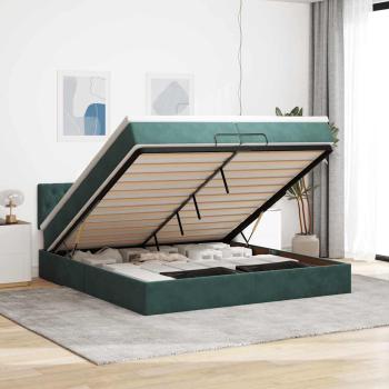 ARDEBO.de - Ottoman-Bett mit Matratze Dunkelgrün 200x200 cm Samt