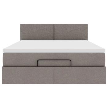 Ottomanische Bett mit Matratze & LEDs Taupe 140x190 cm Stoff
