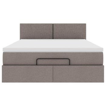 Ottoman-Bett mit Matratze Taupe 140x190 cm Stoff