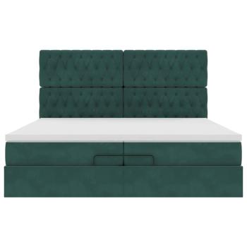 Ottoman-Bett mit Matratzen Dunkelgrün 200x200 cm Samt