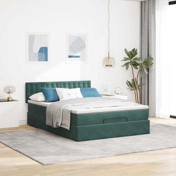 Ottoman-Bett mit Matratze Dunkelgrün 140x190 cm Samt
