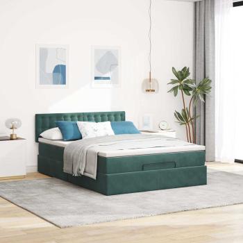 Ottoman-Bett mit Matratze Dunkelgrün 140x190 cm Samt