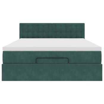 Ottoman-Bett mit Matratze Dunkelgrün 140x190 cm Samt
