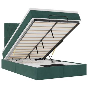Ottoman-Bett mit Matratzen & LEDs Dunkelgrün 120x200 cm Samt
