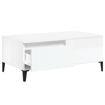 ARDEBO.de - Couchtisch Hochglanz-Weiß 90x50x36,5 cm Holzwerkstoff