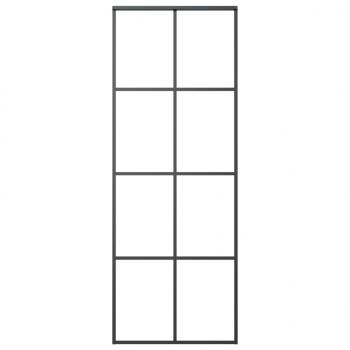 Schiebetür Schwarz 76x205 cm ESG Glas und Aluminium