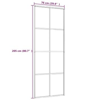 Schiebetür Schwarz 76x205 cm ESG Glas und Aluminium