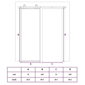Schiebetür Schwarz 76x205 cm ESG Glas und Aluminium