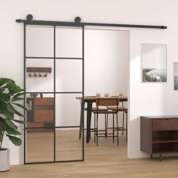ARDEBO.de - Schiebetür Schwarz 90x205 cm ESG-Glas und Aluminium