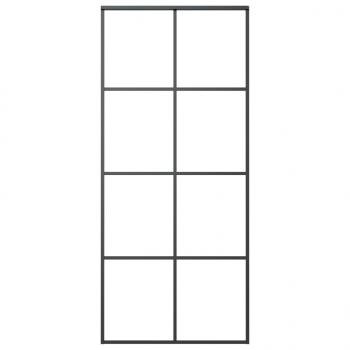 Schiebetür Schwarz 90x205 cm ESG-Glas und Aluminium