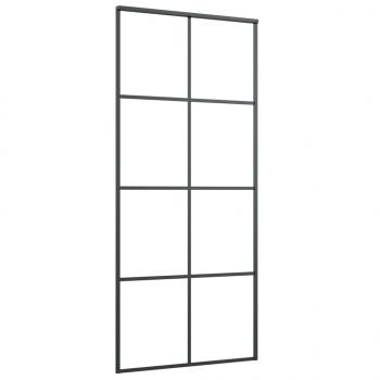 Schiebetür Schwarz 90x205 cm ESG-Glas und Aluminium