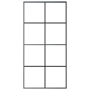 Schiebetür Schwarz 102,5x205 cm ESG-Glas und Aluminium