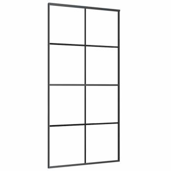 Schiebetür Schwarz 102,5x205 cm ESG-Glas und Aluminium