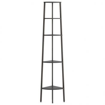 Eckregal mit 5 Ablagen Schwarz 45,5x31,5x180 cm