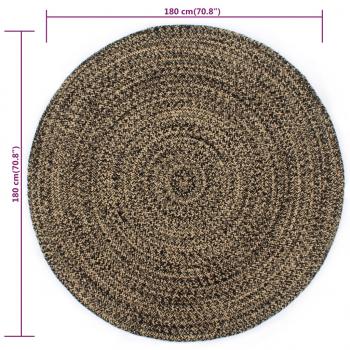 Teppich Handgefertigt Jute Schwarz und Braun 180 cm