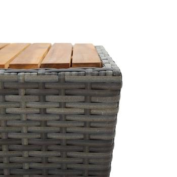 3-tlg. Bistro-Set mit Kissen Grau Poly Rattan und Glas