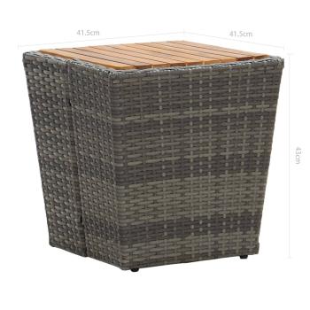 3-tlg. Bistro-Set Poly Rattan und Akazienholz Grau