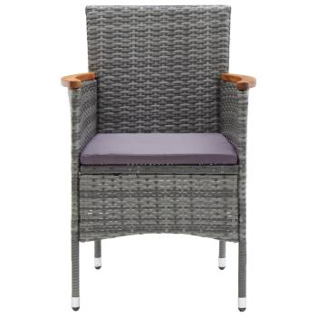 3-tlg. Bistro-Set Poly Rattan und Akazienholz Grau