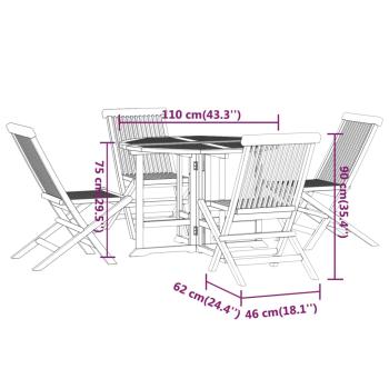 5-tlg. Garten-Essgruppe Klappbar Massivholz Teak
