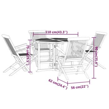5-tlg. Garten-Essgruppe Klappbar Massivholz Teak