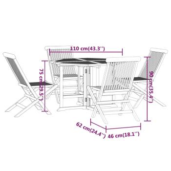 5-tlg. Garten-Essgruppe Klappbar Massivholz Teak