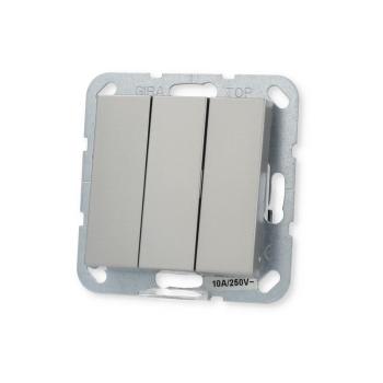 Gira 2844600 Taster 3-fach 10 A 250 V~mit Wippen Schließer 1-polig, System 55, edelstahl (lackiert)