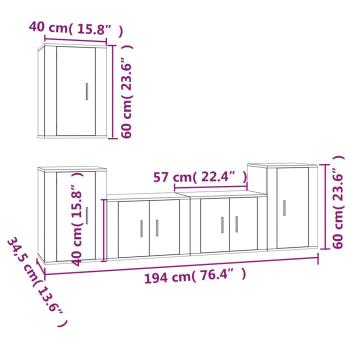 ARDEBO.de - 5-tlg. TV-Schrank-Set Weiß Holzwerkstoff