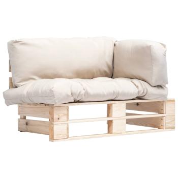 ARDEBO.de - Outdoor-Sofa Paletten mit Kissen in Sandfarben Kiefernholz
