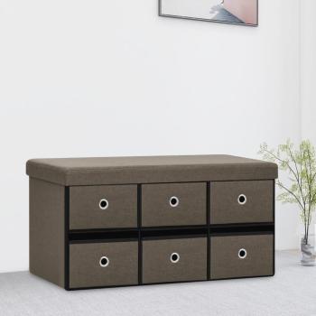 ARDEBO.de - Faltbare Sitzbank mit Stauraum Braun 76x38x38 cm Leinenoptik