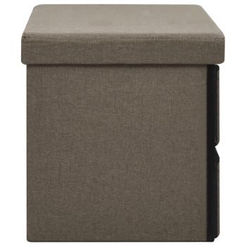 Faltbare Sitzbank mit Stauraum Braun 76x38x38 cm Leinenoptik