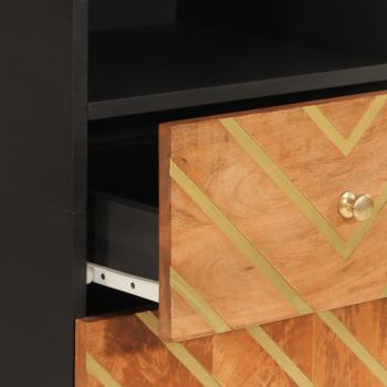 5-tlg. Badschrank-Set Braun und Schwarz Massivholz Mango
